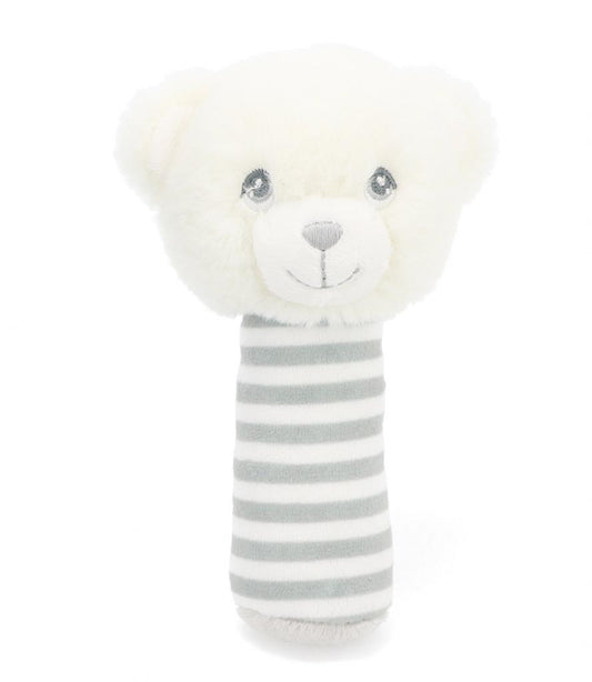 Soft bear baby rattle stick made from eco-friendly materials.