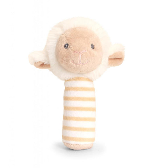 Soft little lamb baby rattle stick made from eco-friendly materials.