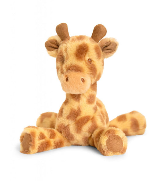 Fluffy giraffe soft baby toy made from recycled material, perfect for cuddles and comforting little ones