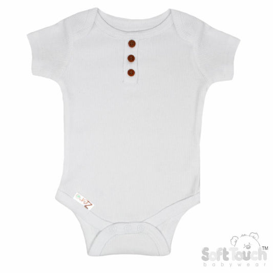 unisex baby bodysuit, ribbed design, white colour, 100% eco cotton material